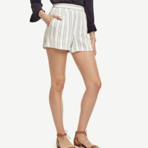 Ann Taylor White & Blue Striped Drapey Shorts - Picture 3 of 5